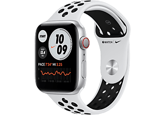 APPLE Watch Nike Series 6 (GPS + Cellular) 44 mm - Smartwatch (140 mm  - 220 mm, Fluoroelastomero, Argento/Platino/Nero)