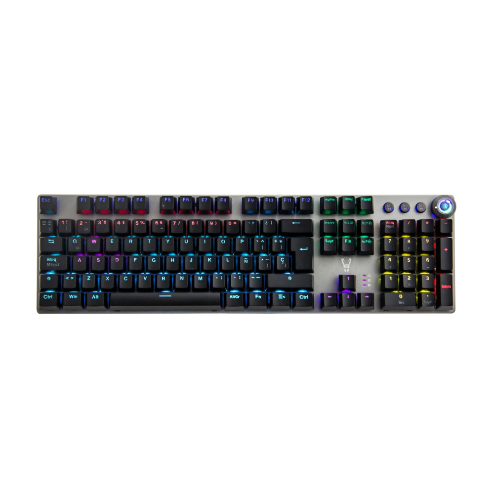 Teclado Gaming Woxter gm26014 stinger rx 1000 retroiluminación estructura aluminio de micro switch krgd antighosting cable nylon compatible pcps4fortniteapex legends layout base leds usb español