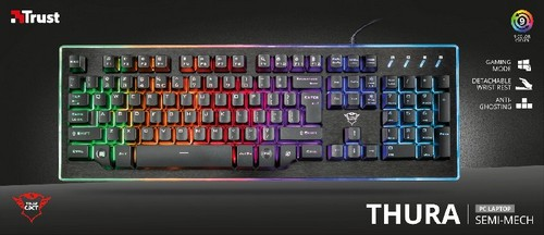 Teclado gaming - Trust GXT 860 THURA, USB, Español, Negro