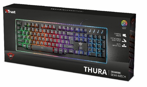 Teclado gaming - Trust GXT 860 THURA, USB, Español, Negro
