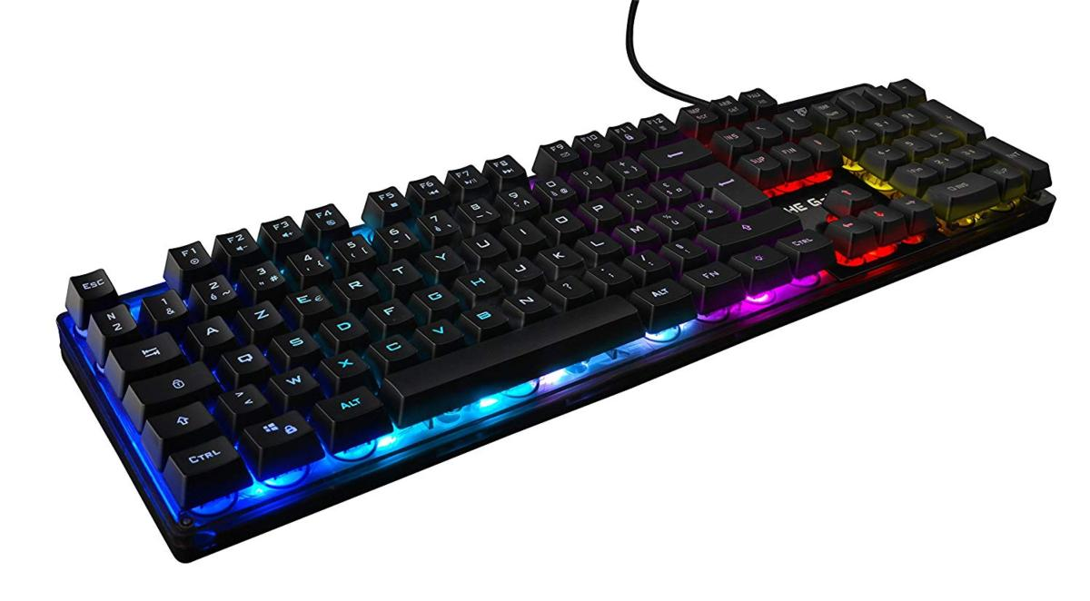 Teclado gaming - The G-Lab Keyz-Iridium, Membrana RGB, Qwerty, Retroiluminado, Negro