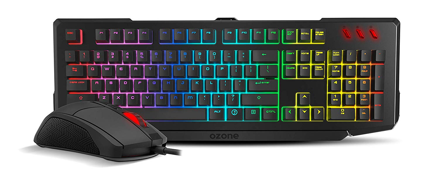 Pack gaming - Ozone OZDOUBLETAPSP, 4000 DPI, USB, Retroiluminado, Gaming, Negro