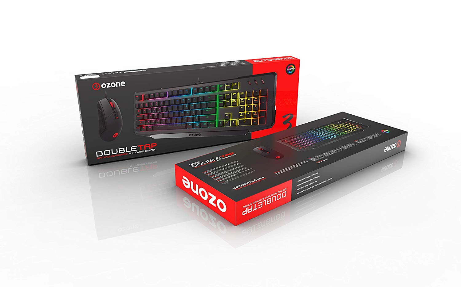 Pack Teclado Ozone ozdoubletapsp 4000 dpi usb retroiluminado gaming negro double tap rgb combo raton con sensor optico avago led 6 colores kit de y