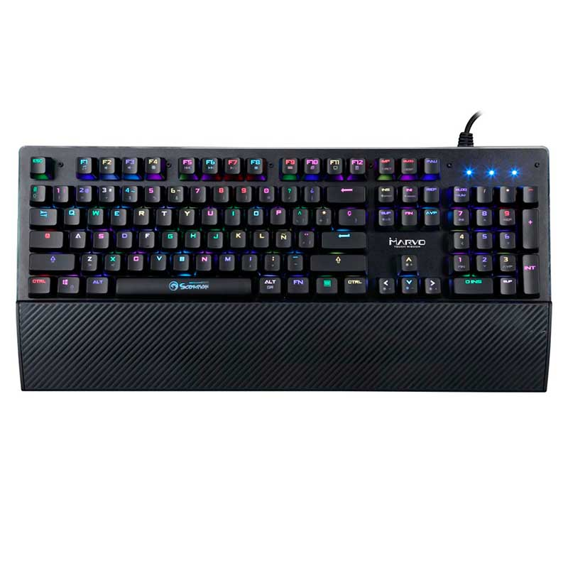 Scorpion Makg935 Teclado gaming rgb negro led sp usb retroiluminado ghosting cable español modelo diseño alta calidad y antighosting 55 gr de color