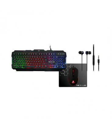 Pack gaming - The G-LAB Combo Helium, Teclado + Auriculares + Ratón USB, Retroiluminado, LED