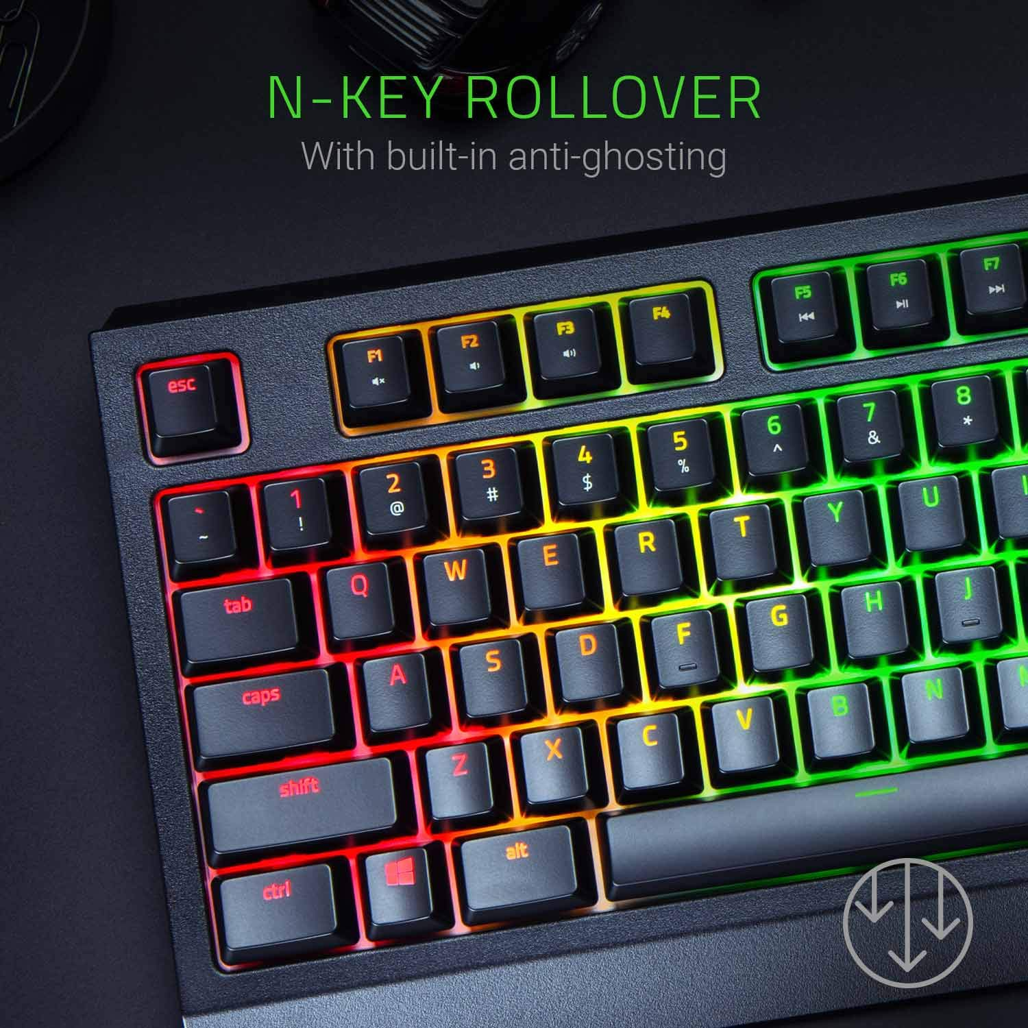Teclado gaming - Razer BlackWidow Green Switch (2019), Mecánico, Retroiluminado, 5 configuraciones, Negro