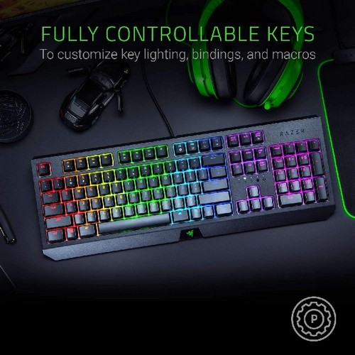 Teclado gaming - Razer BlackWidow Green Switch (2019), Mecánico, Retroiluminado, 5 configuraciones, Negro