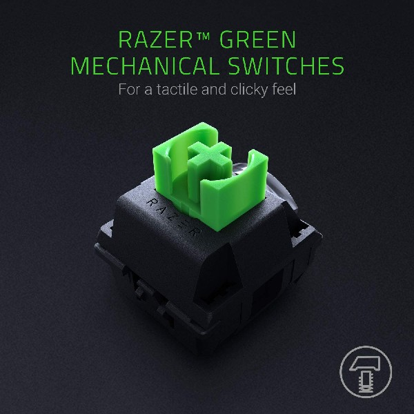 Teclado gaming - Razer BlackWidow Green Switch (2019), Mecánico, Retroiluminado, 5 configuraciones, Negro