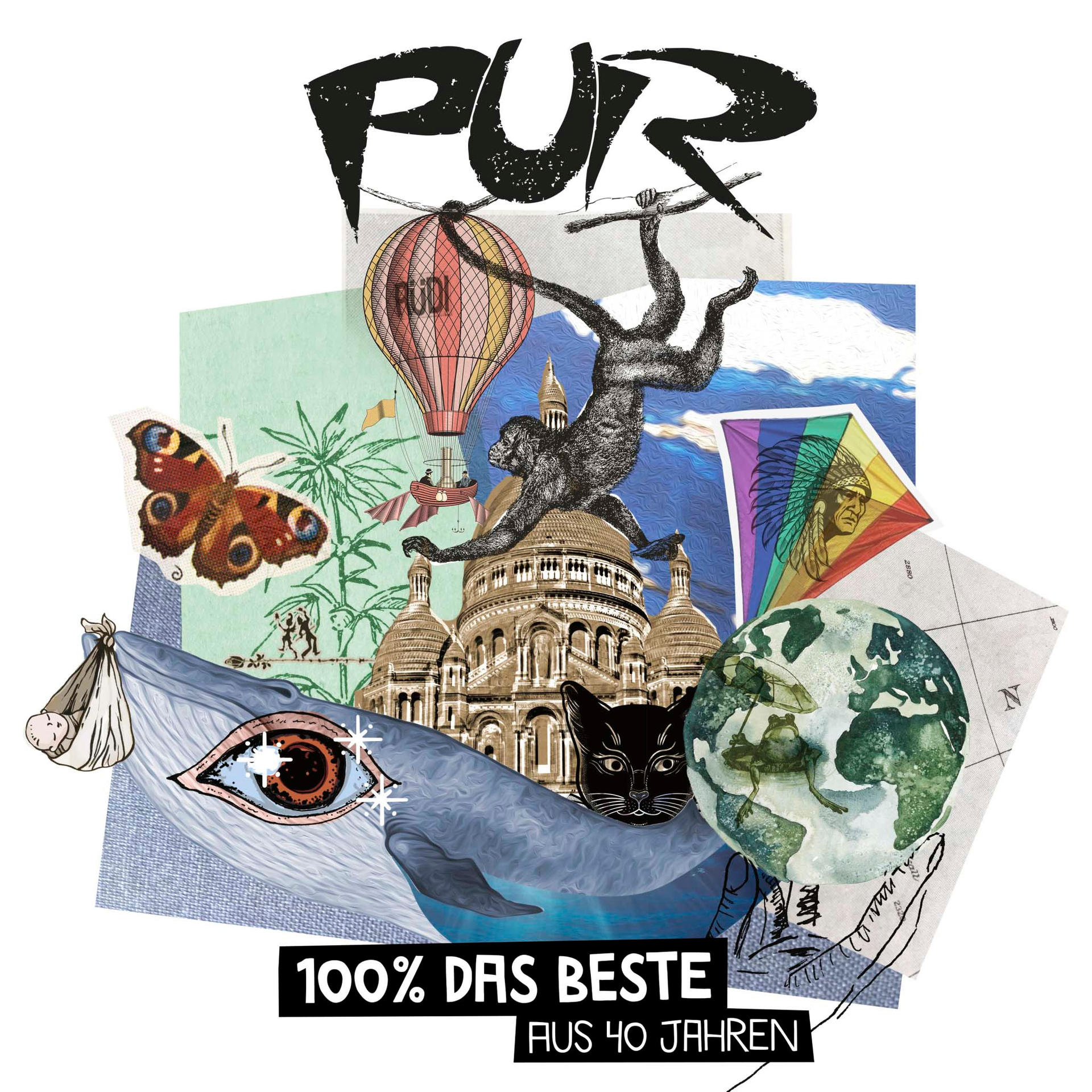 Eine Collage von Bildern mit der Band 'PUR' oben und anderen Bildern darunter.