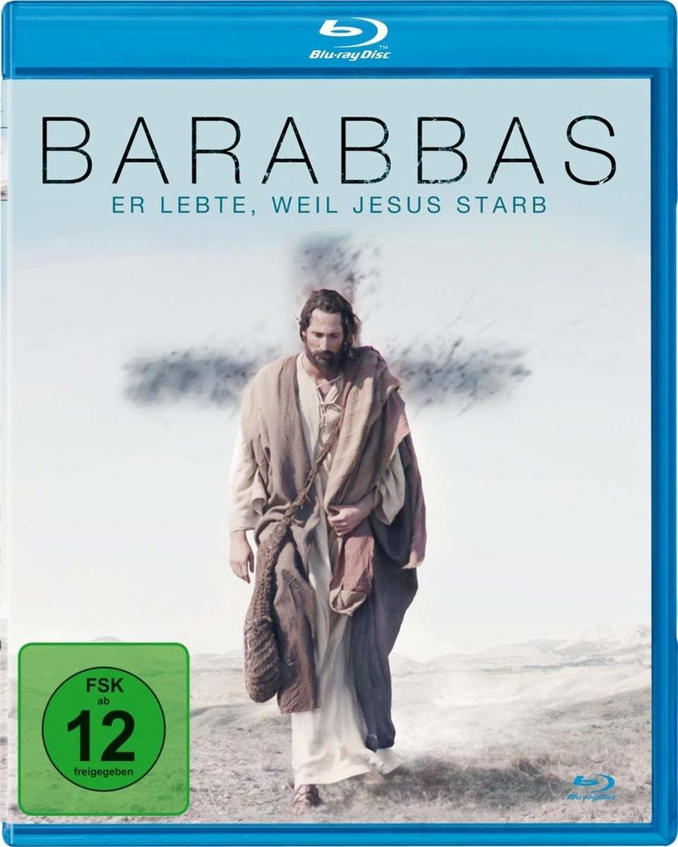 Blu-ray-Filmcover von Barabbas, ein Mann in Gewändern steht vor einem Kreuz.