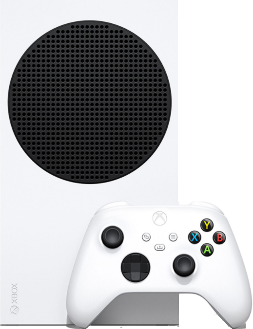 Eine Xbox Series S Konsole mit einem Controller.