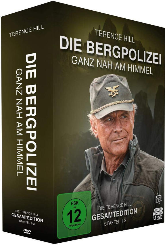 DVD-Box-Set von 'Die Bergpolizei' mit einem Mann in Militärkappe, Text auf Deutsch.