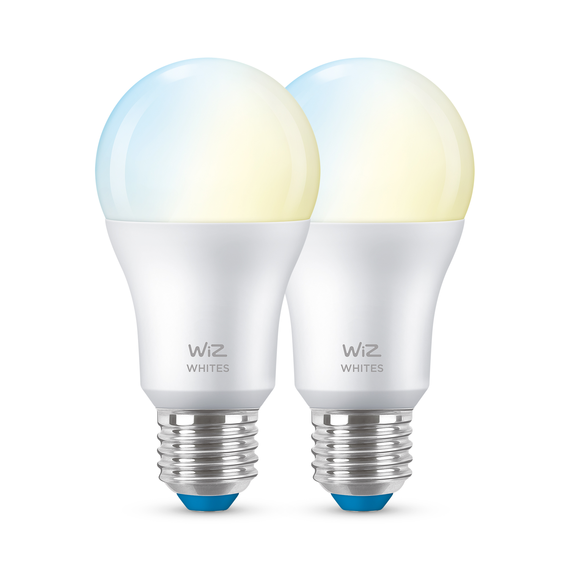 Bombilla inteligente - WIZ LED A60, 2 piezas, 60W, E27, 806 lm, 2700-6500K, Wifi, Alexa, Siri, Control por voz