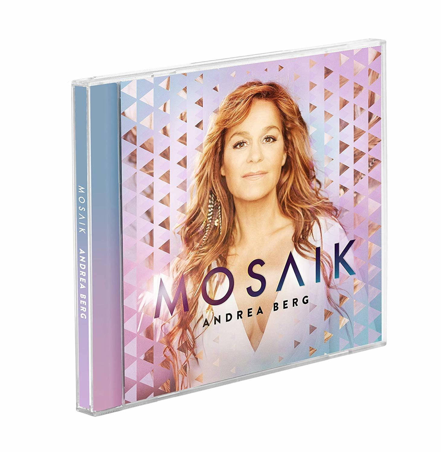 CD-Hülle mit Frauenporträt und den Texten „MOSAIK“ und „ANDREA BERG“.
