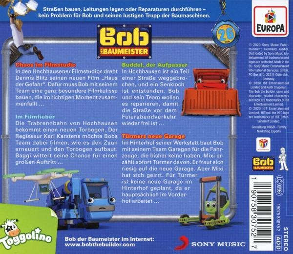 Bob der Baumeister DVD-Cover mit Zeichentrickfiguren und Text auf Deutsch, eine Bauszene.