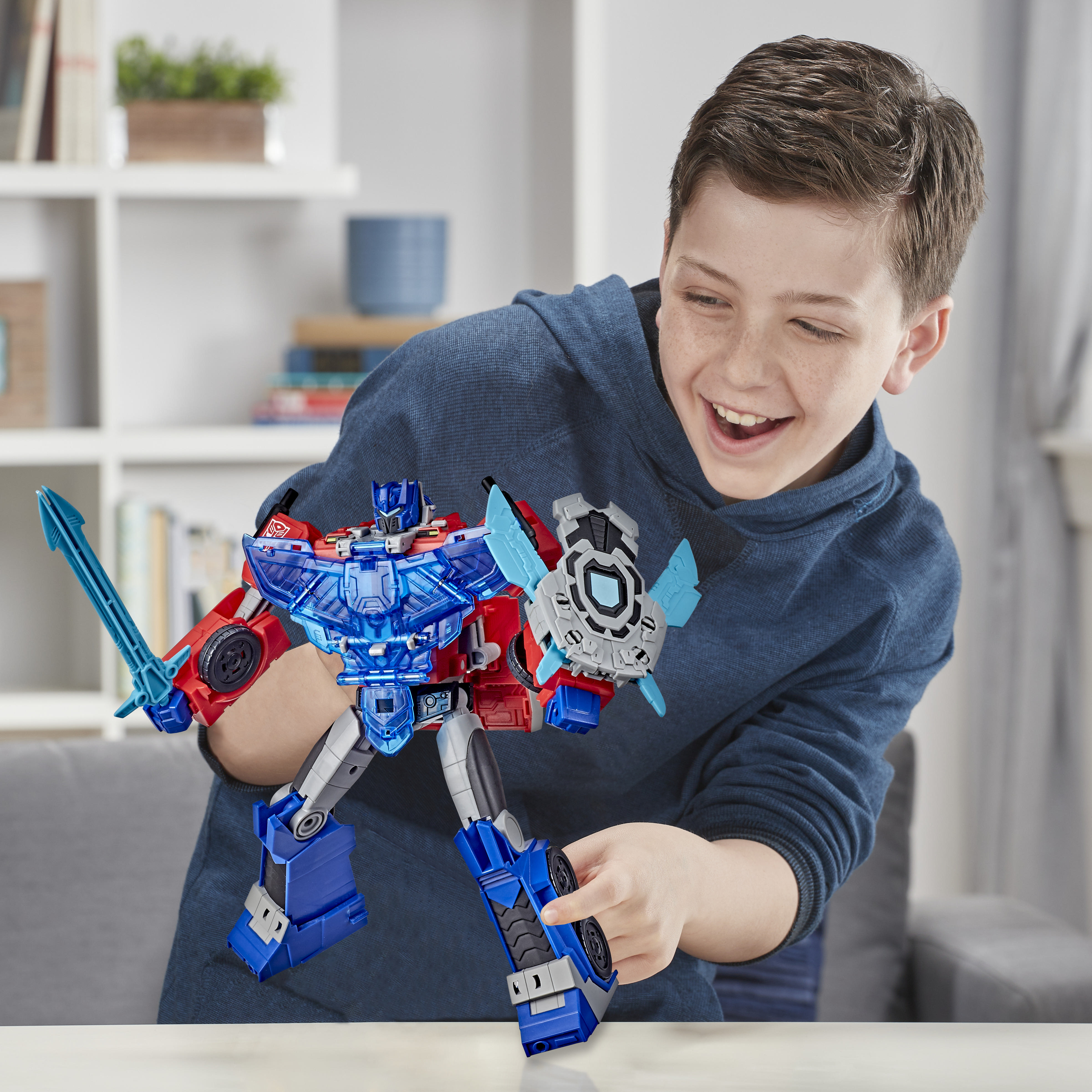 HASBRO Transformers Bumblebee Cyberverse Adventures Officer-Klasse Optimus Prime Actionfigur Blau/Rot