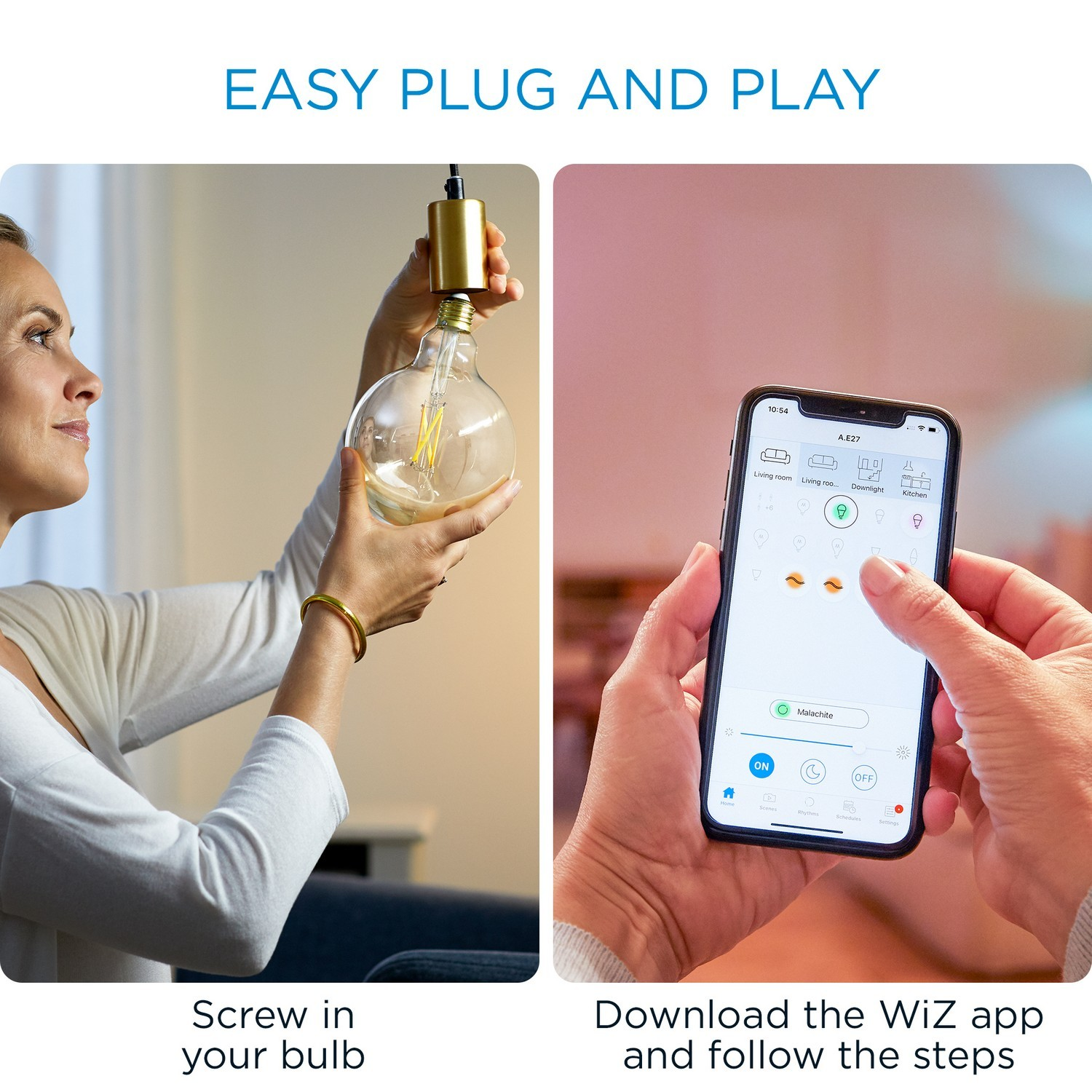 Bombilla inteligente - Whites WF-BT 60 G120, 60W, WiFi, Luz regulable, Sin HUB, LED, Control de voz, App