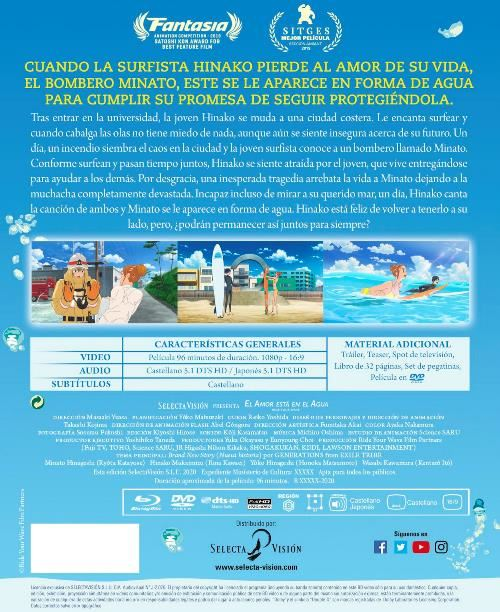 Un cartel de película con texto e ilustraciones, con personajes y una escena de playa.