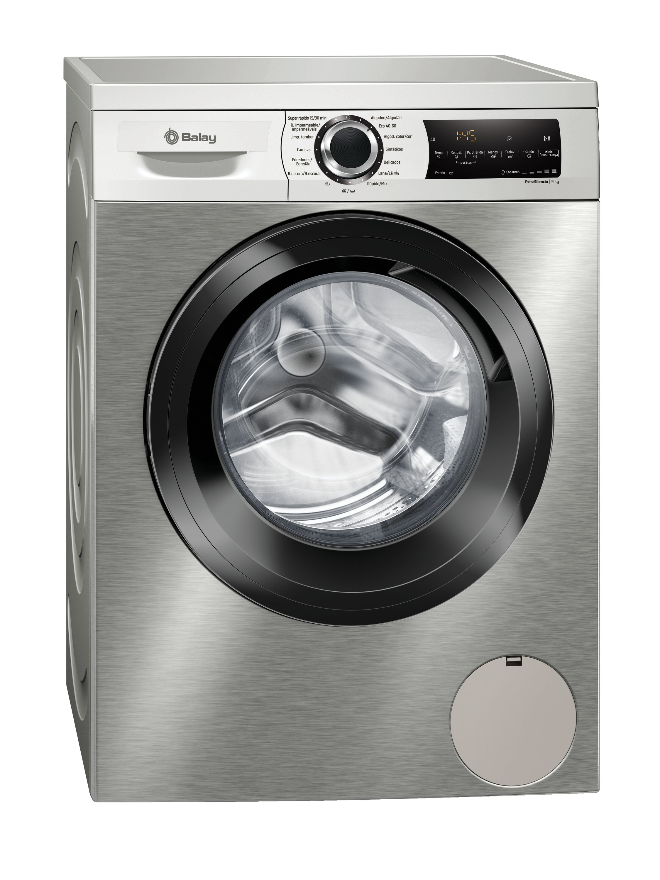 Lavadora carga frontal - Balay 3TS992XT, 9 kg , 1200 rpm, 15 Programas, Acero antihuellas, Inox