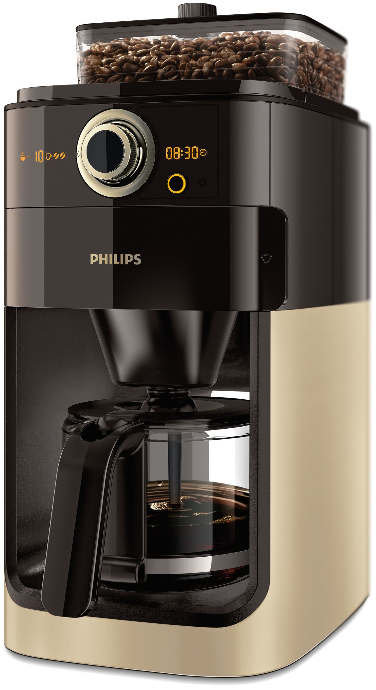 PHILIPS Kaffeemaschine HD7768/90 mit Mahlwerk Grind & Brew mit Timer schwarz-edelstahl