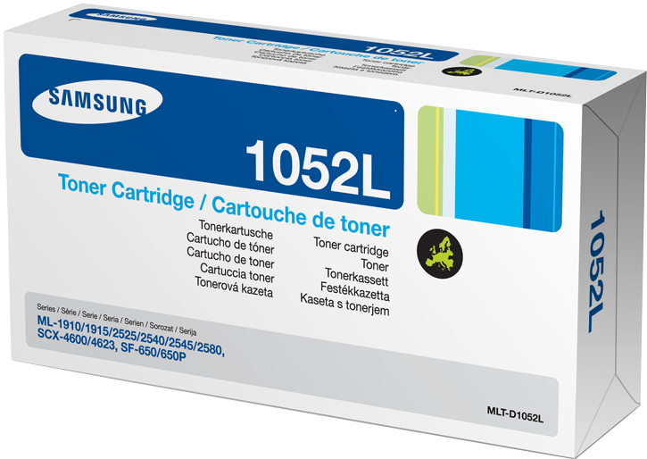 Eine Samsung-Toner-Kartuschenbox mit Text und Logos.