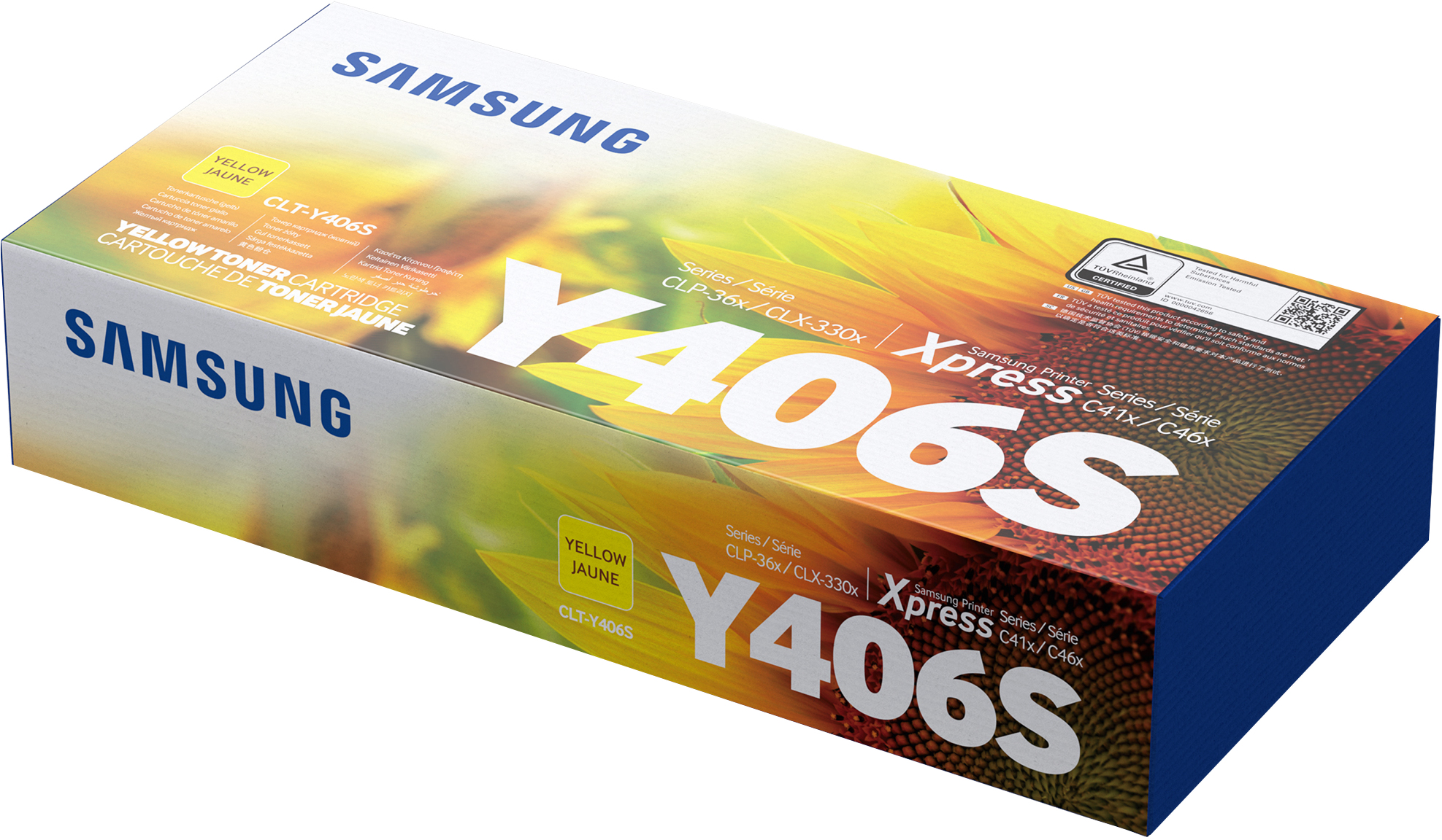 Gelbe Samsung Tonerkartuschenbox.