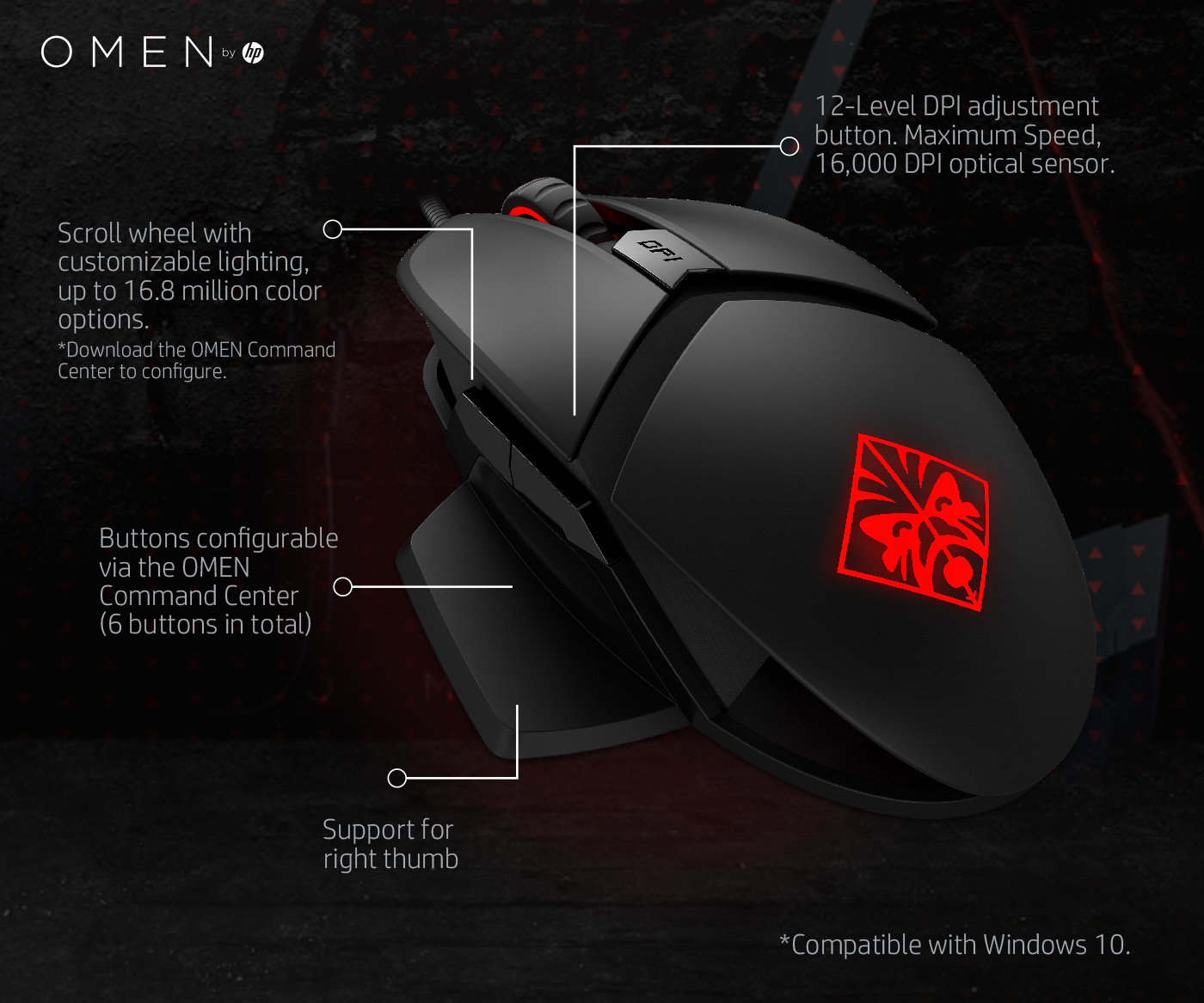 HP OMEN Reactor Gaming-Maus, Schwarz