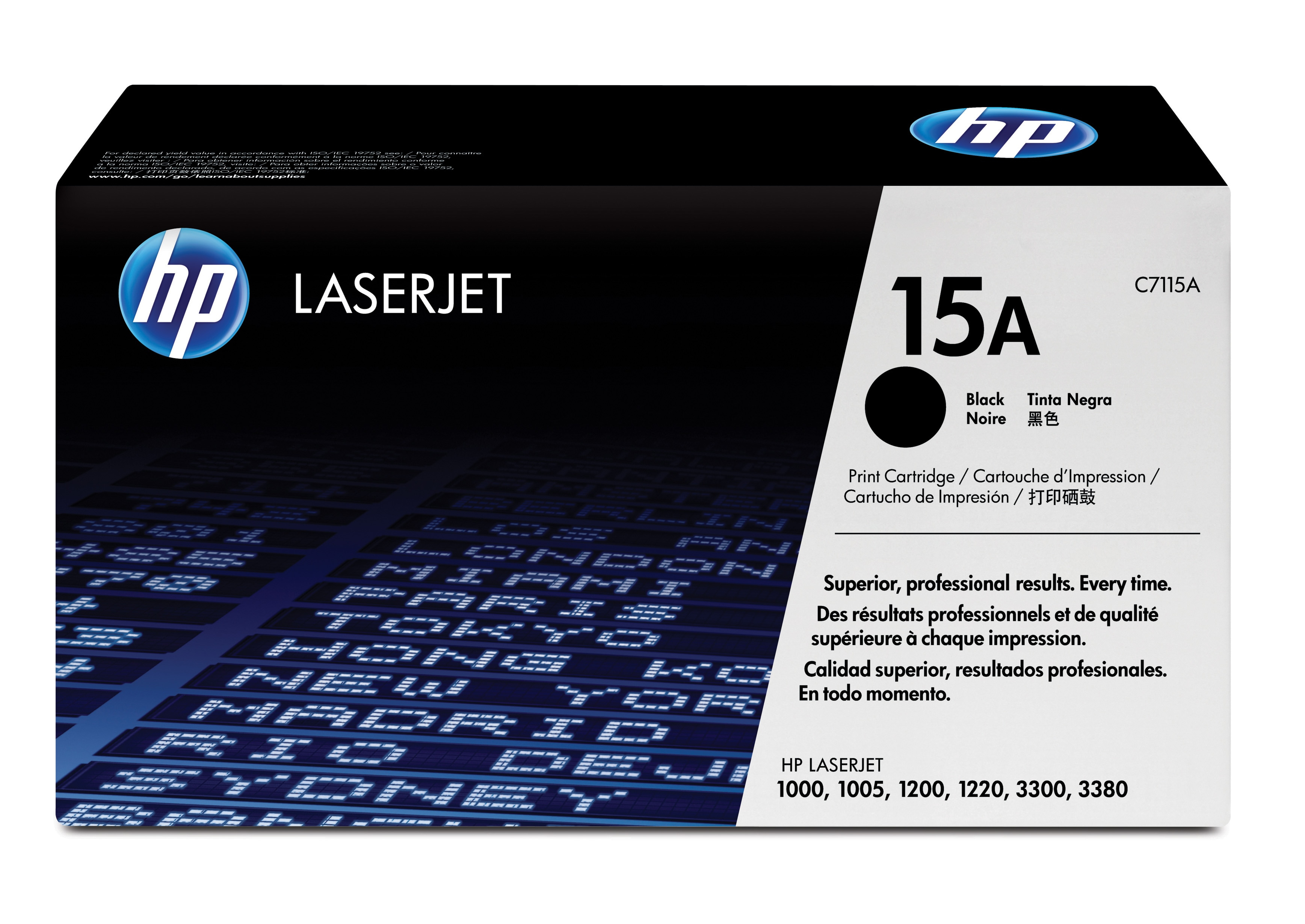 HP Tintenpatronen in Einkaufswagen und ein HP-Logo.
