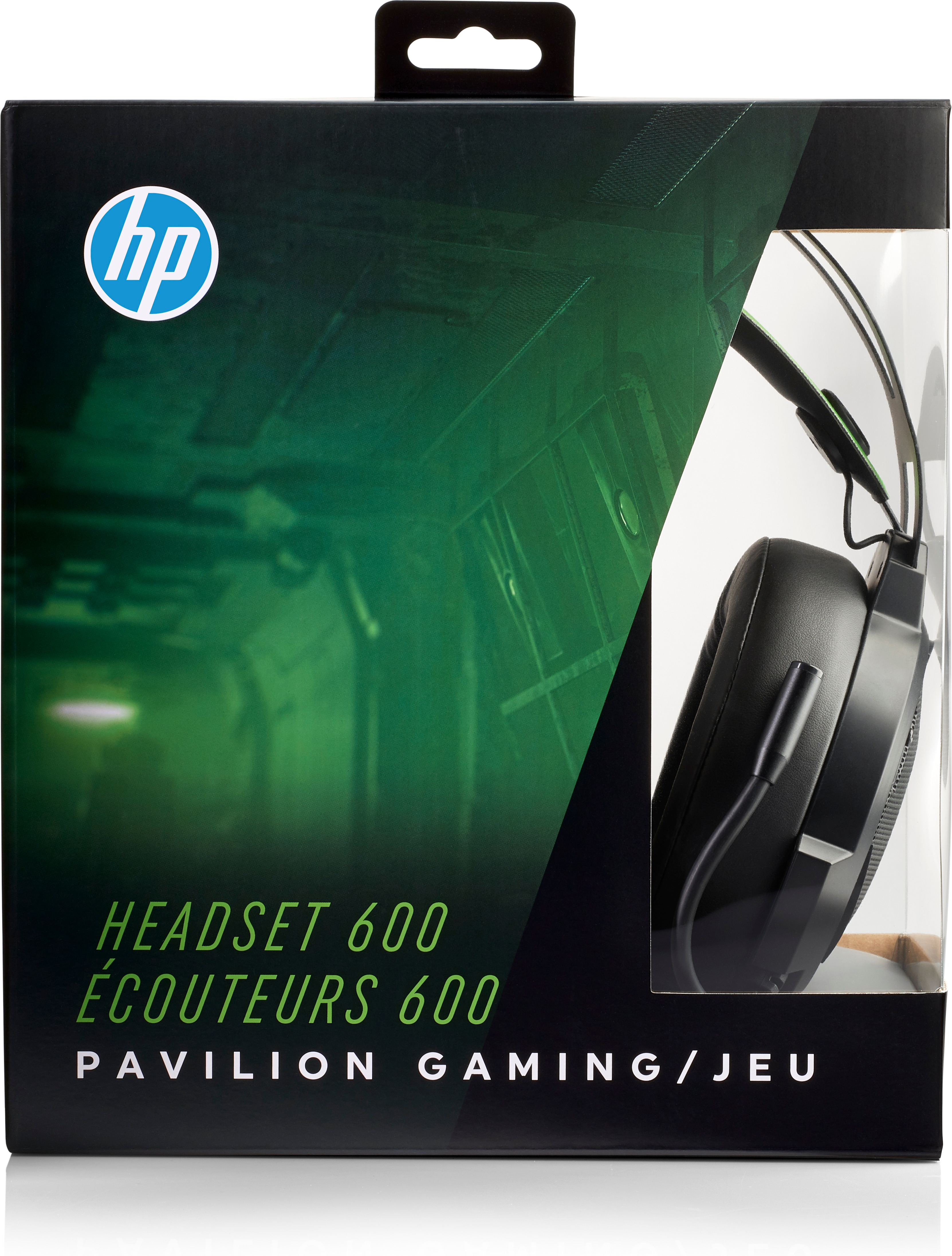 Auriculares gaming - HP Pavilion 600, Sonido envolvente 7.1, LED, Micrófono, Verde y negro