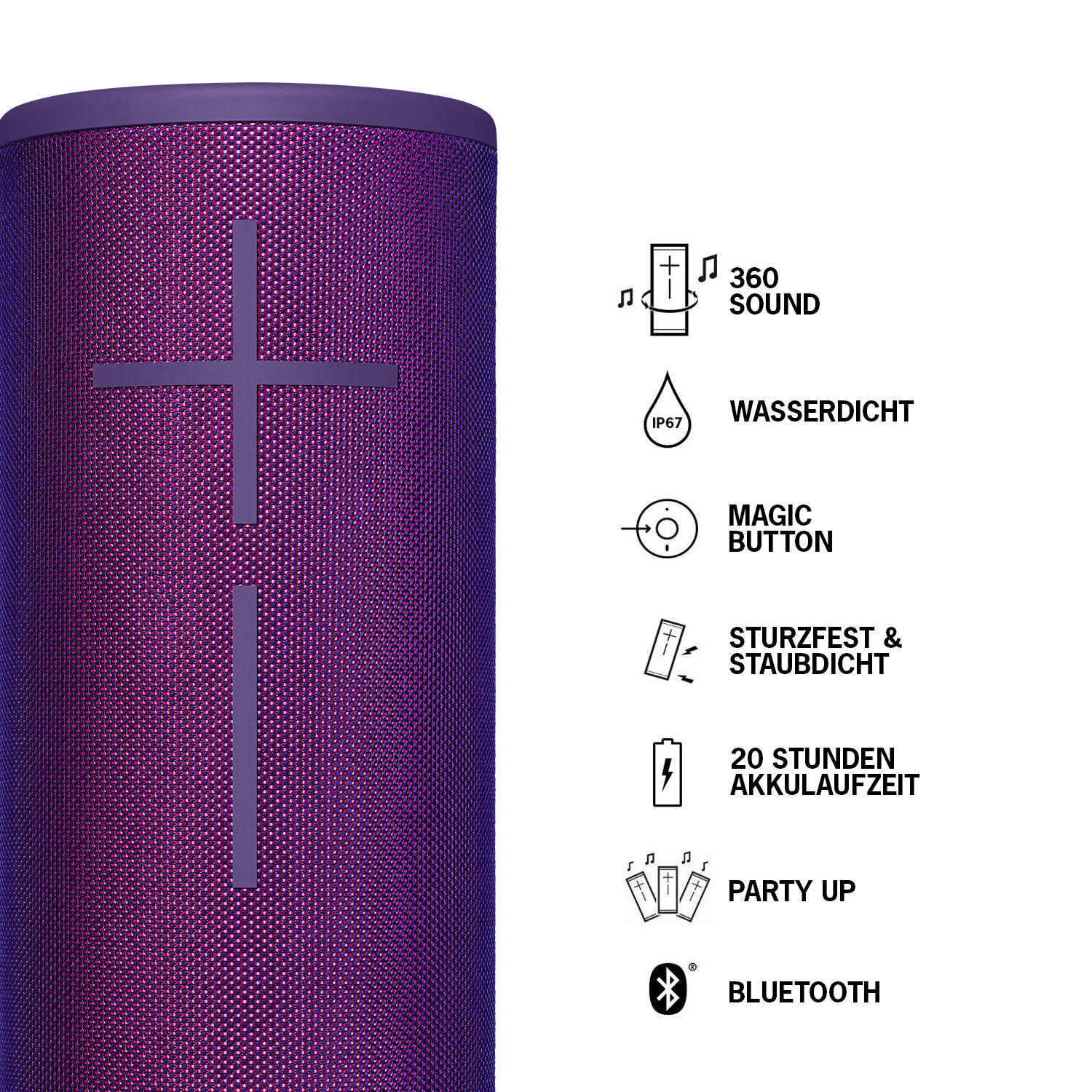 ULTIMATE EARS Boom 3 Bluetooth Lautsprecher, Ultraviolett, Wasserfest