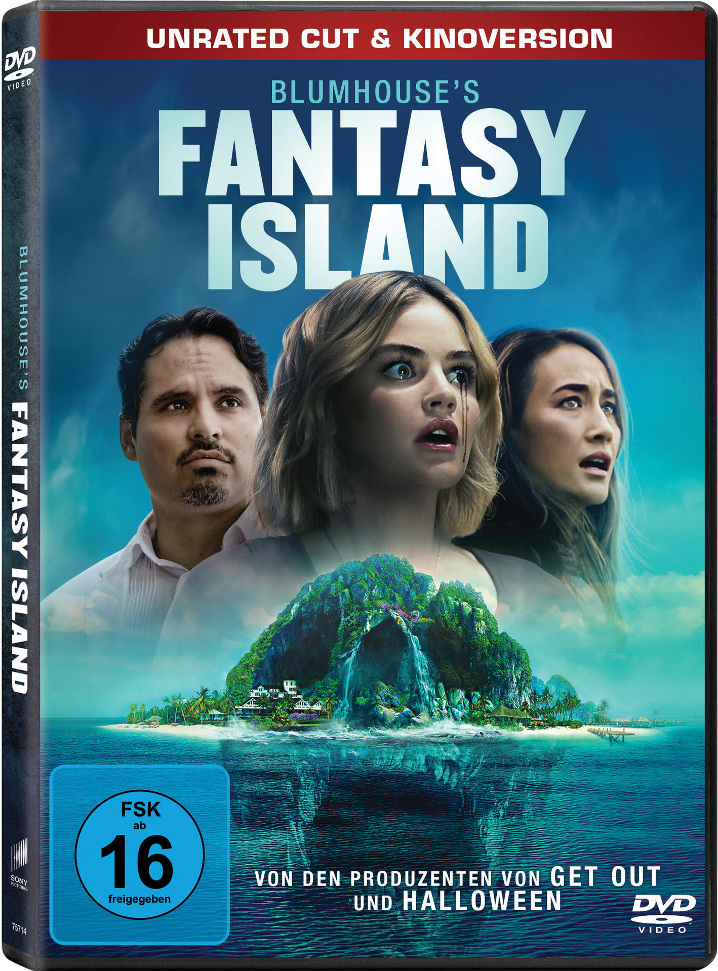 DVD-Cover für 'Fantasy Island'. Drei Personen auf dem Cover mit der Insel im Hintergrund.