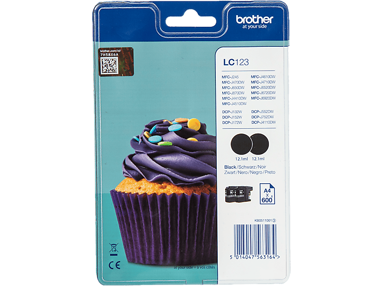 Brother Lc123-inktpatronen Duo Pack Zwart (lc123bkbp2dr)