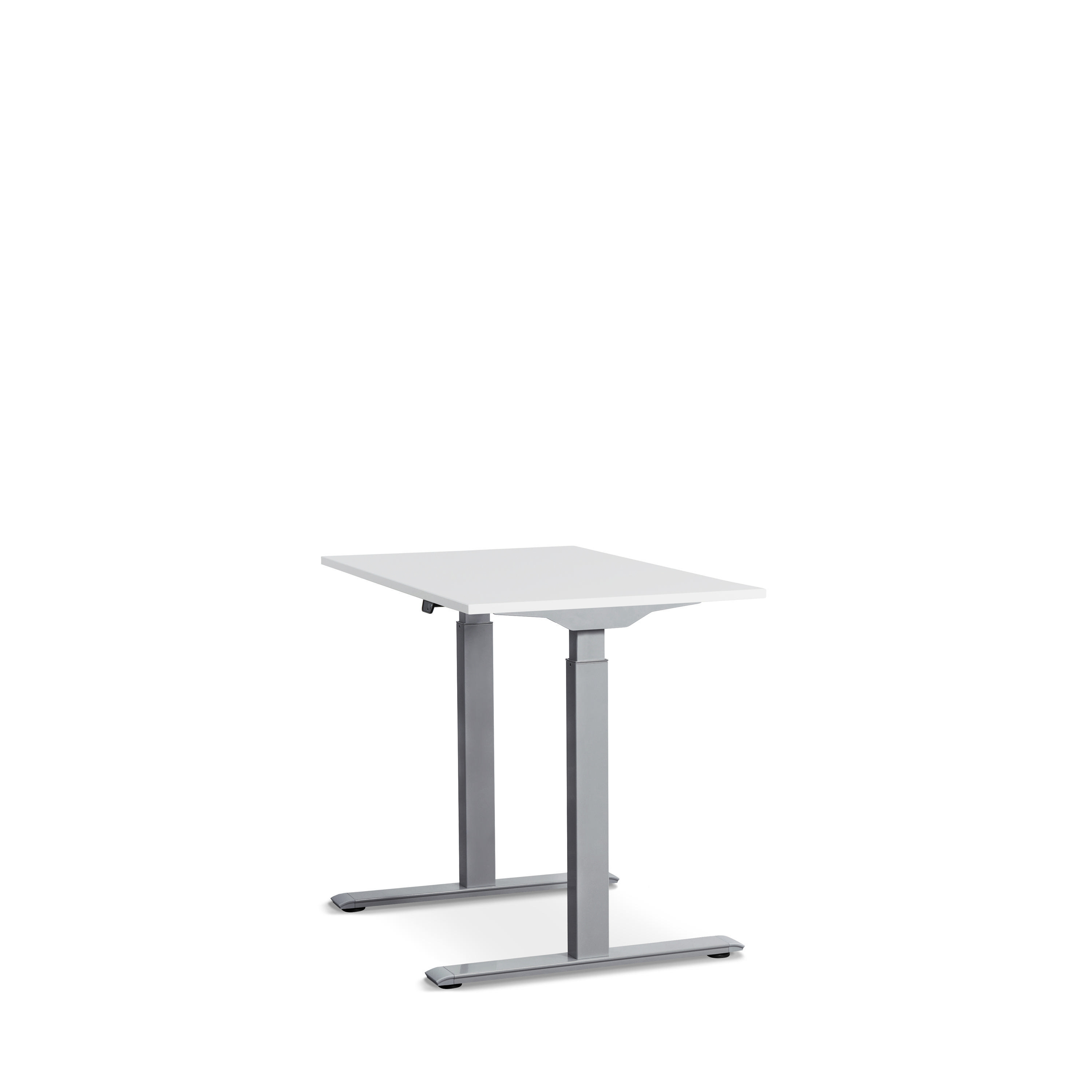 WRK21 100x60 cm elektronisch höhenverstellbarer Steh-Sitz Schreibtisch Tischgestell: Grau Tischplatte: Weiß