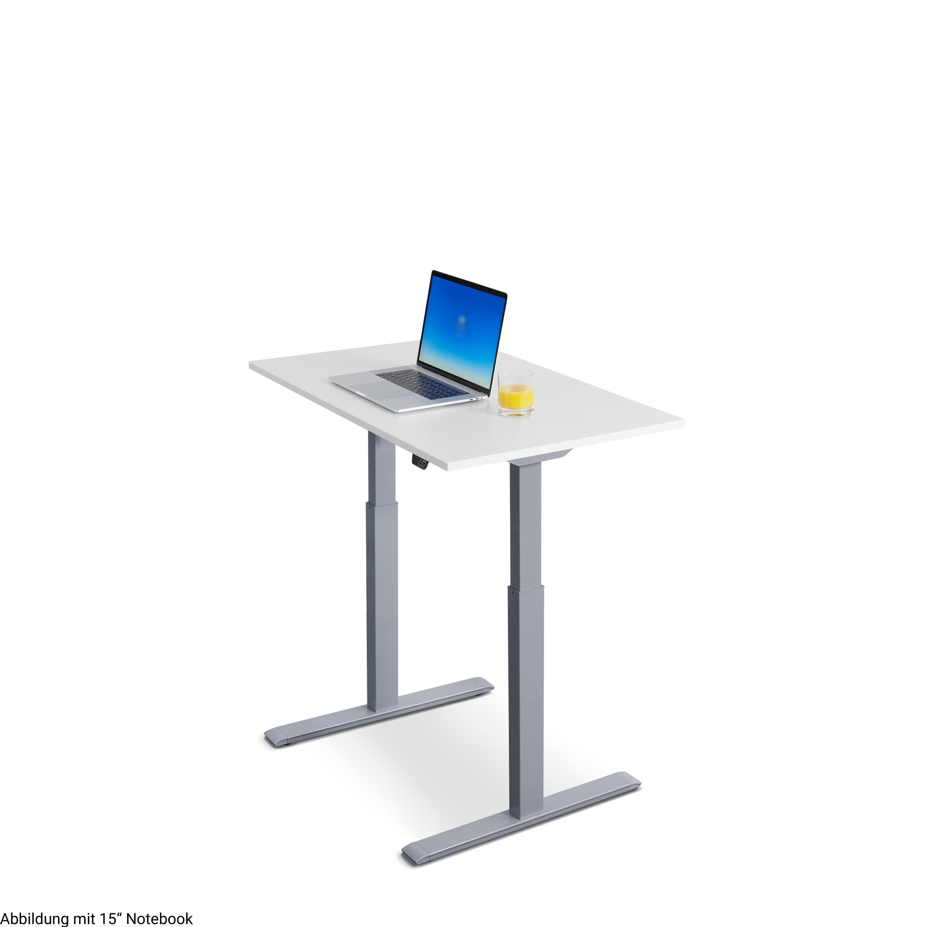 WRK21 100x60 cm elektronisch höhenverstellbarer Steh-Sitz Schreibtisch Tischgestell: Grau Tischplatte: Weiß