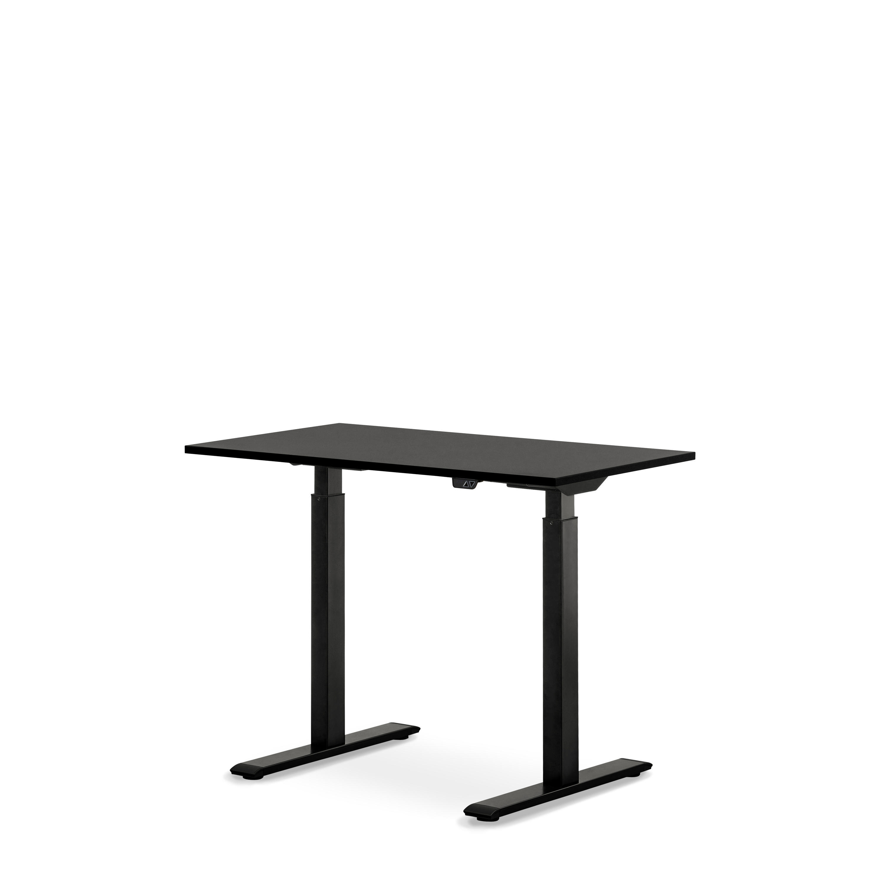 WRK21 100x60 cm elektronisch höhenverstellbarer Steh-Sitz Schreibtisch Tischgestell: Schwarz Tischplatte: Schwarz