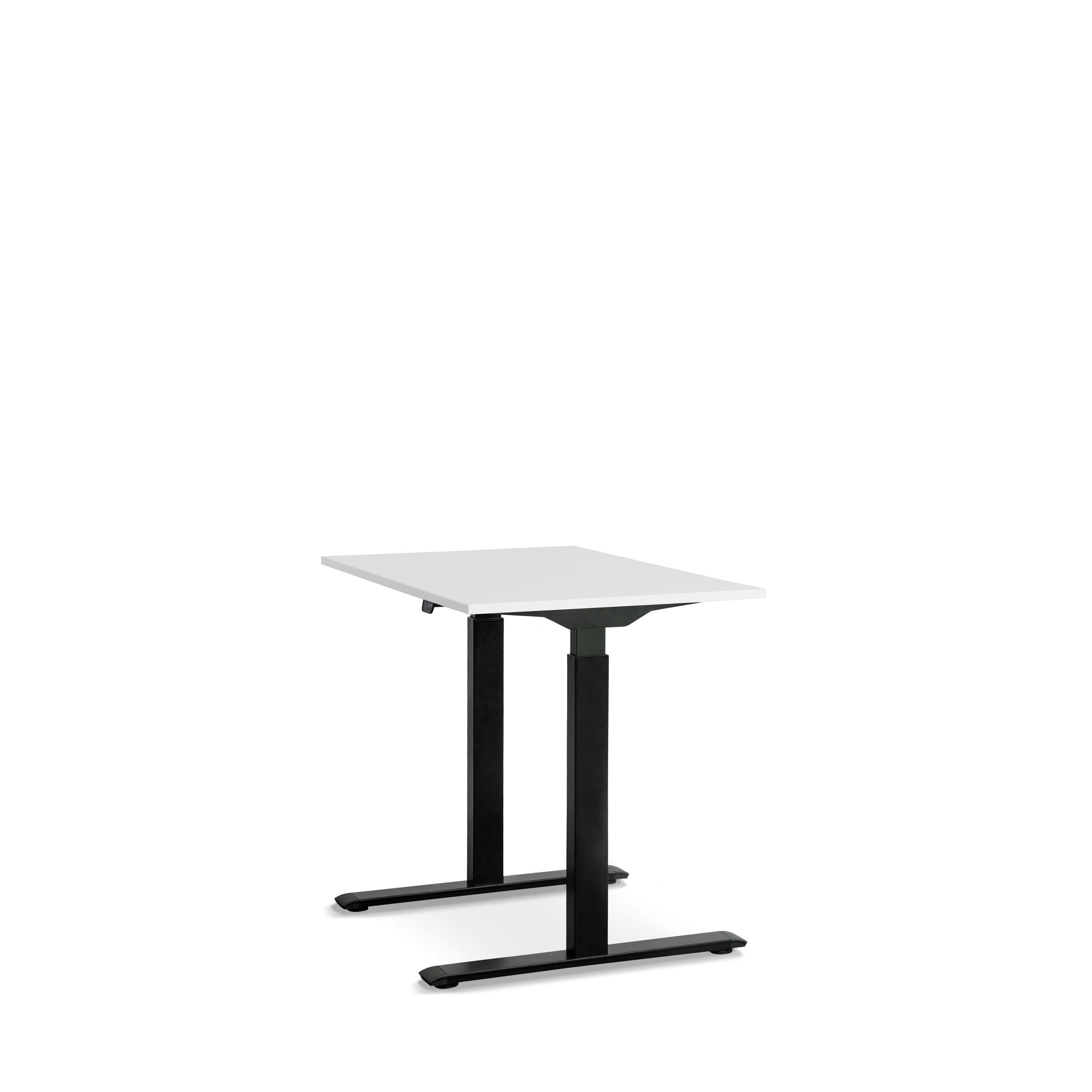 WRK21 100x60 cm elektronisch höhenverstellbarer Steh-Sitz Schreibtisch Tischgestell: Schwarz Tischplatte: Weiß
