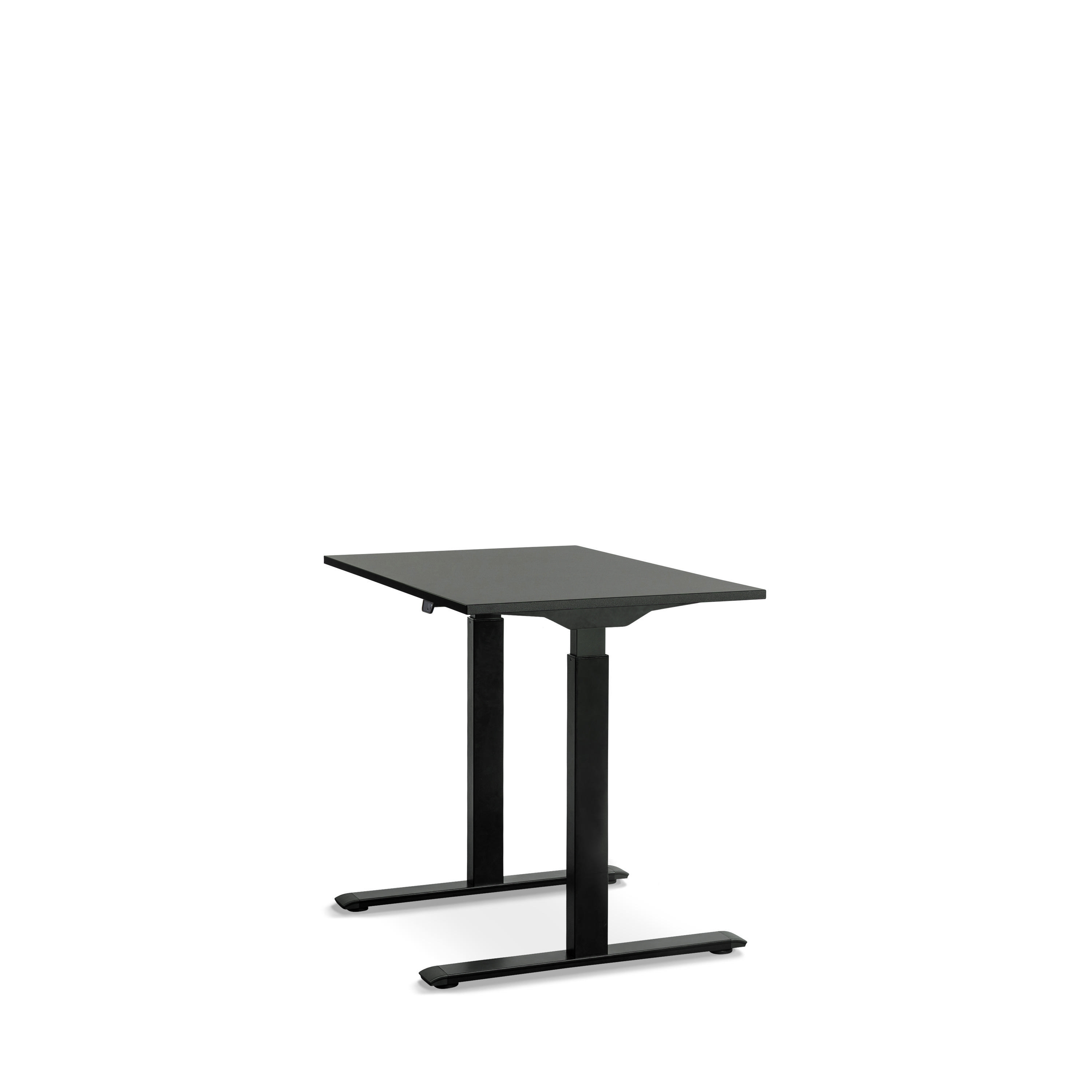 WRK21 100x60 cm elektronisch höhenverstellbarer Steh-Sitz Schreibtisch Tischgestell: Schwarz Tischplatte: Schwarz