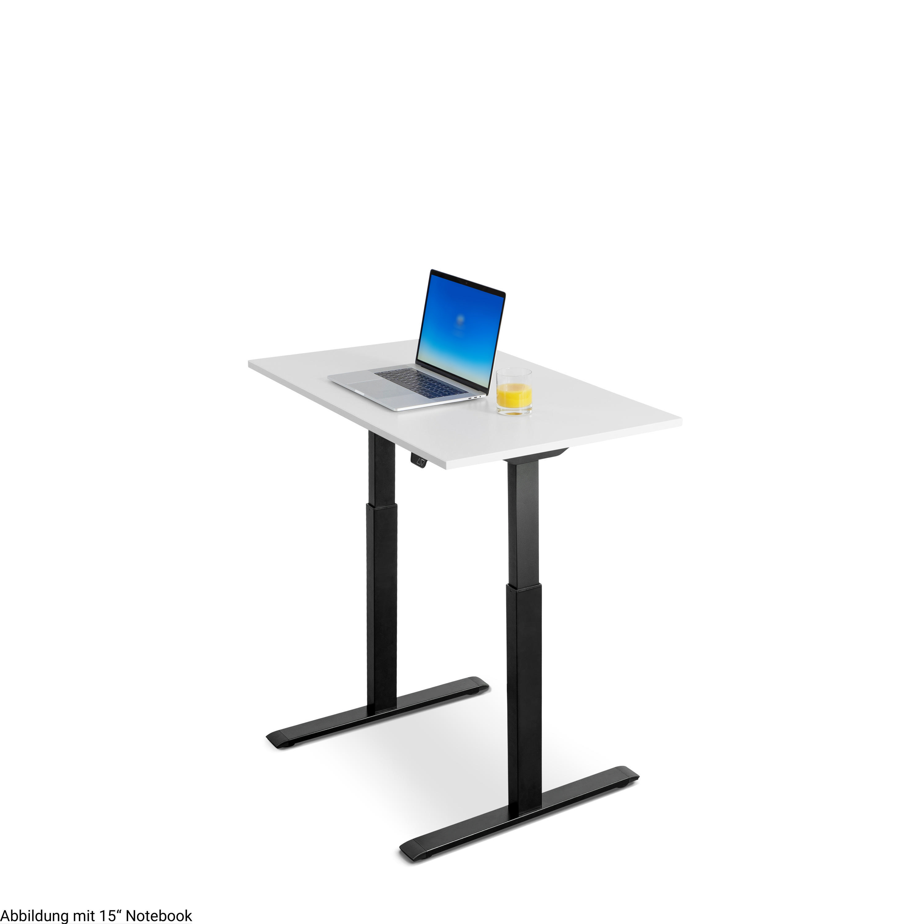 WRK21 100x60 cm elektronisch höhenverstellbarer Steh-Sitz Schreibtisch Tischgestell: Schwarz Tischplatte: Weiß