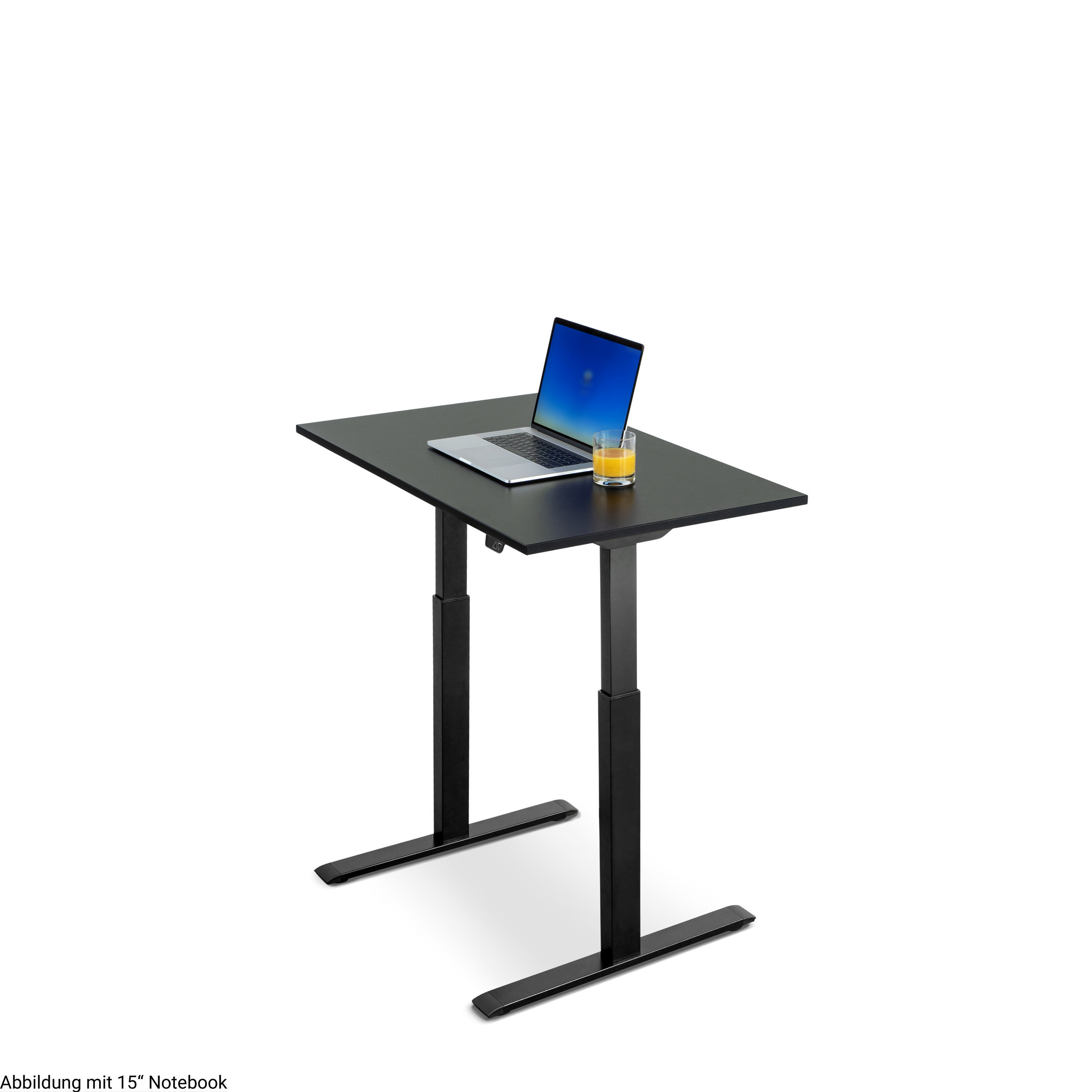 WRK21 100x60 cm elektronisch höhenverstellbarer Steh-Sitz Schreibtisch Tischgestell: Schwarz Tischplatte: Schwarz