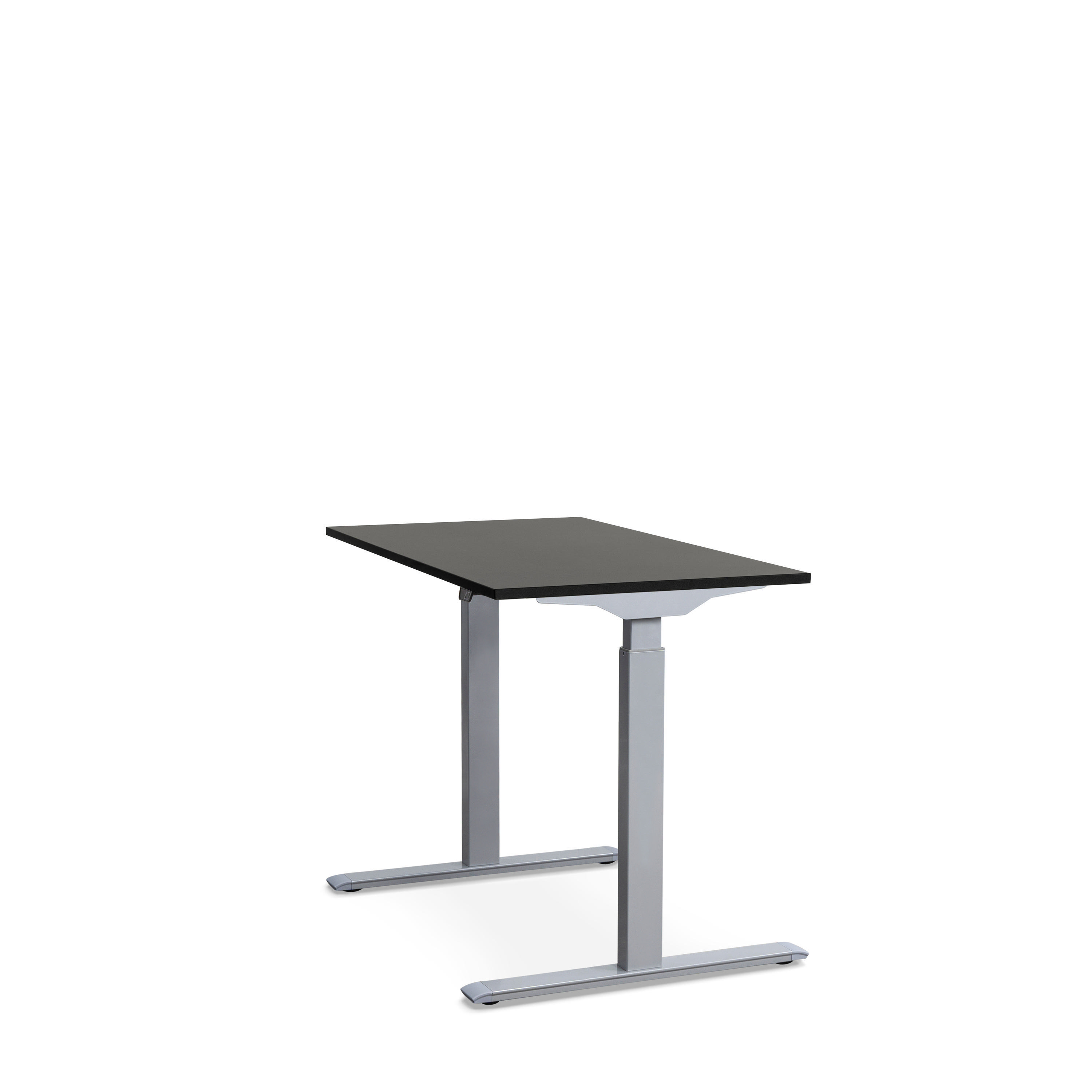 WRK21 120x60 cm elektronisch höhenverstellbarer Steh-Sitz Schreibtisch Tischgestell: Grau Tischplatte: Schwarz