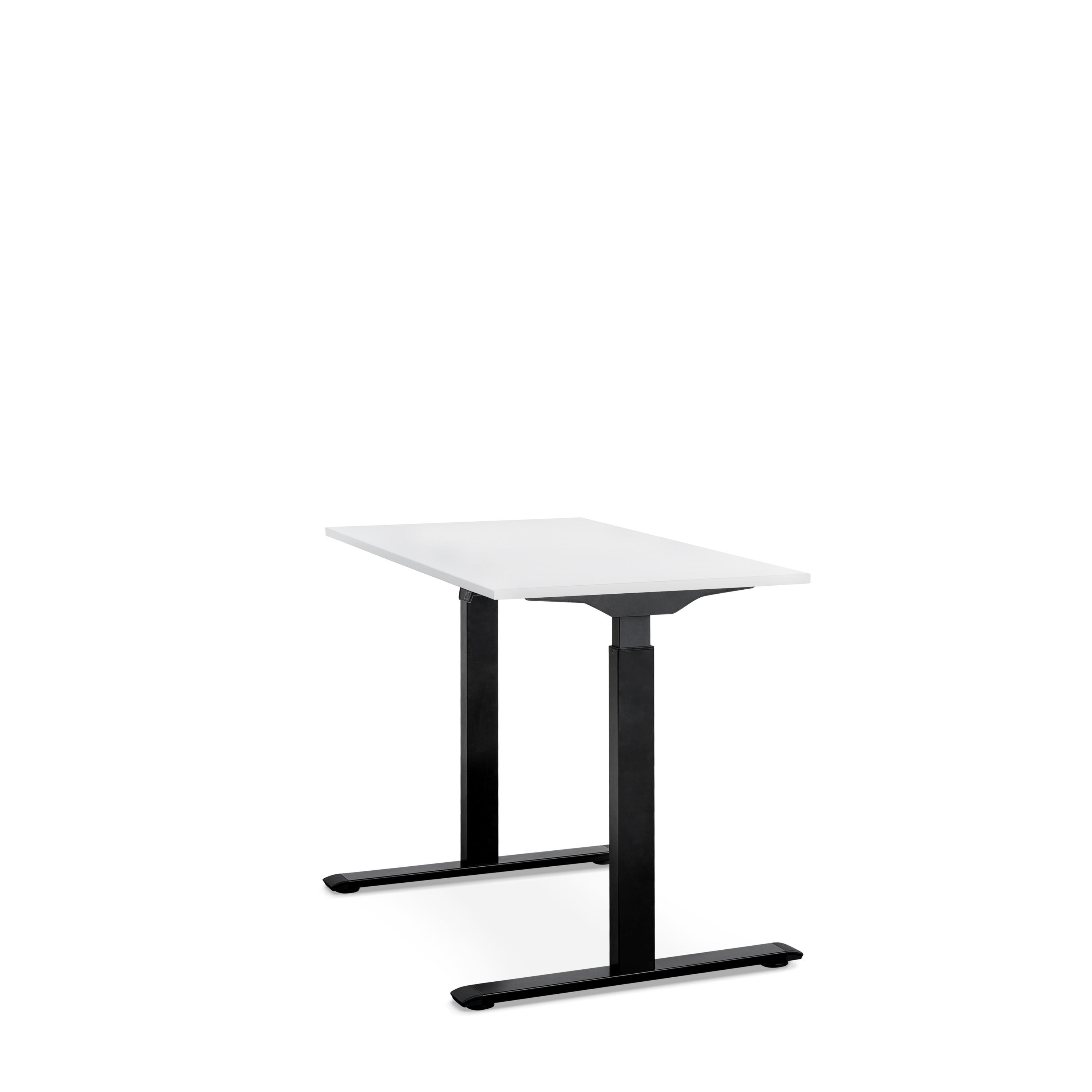 WRK21 120x60 cm elektronisch höhenverstellbarer Steh-Sitz Schreibtisch Tischgestell: Schwarz Tischplatte: Weiß