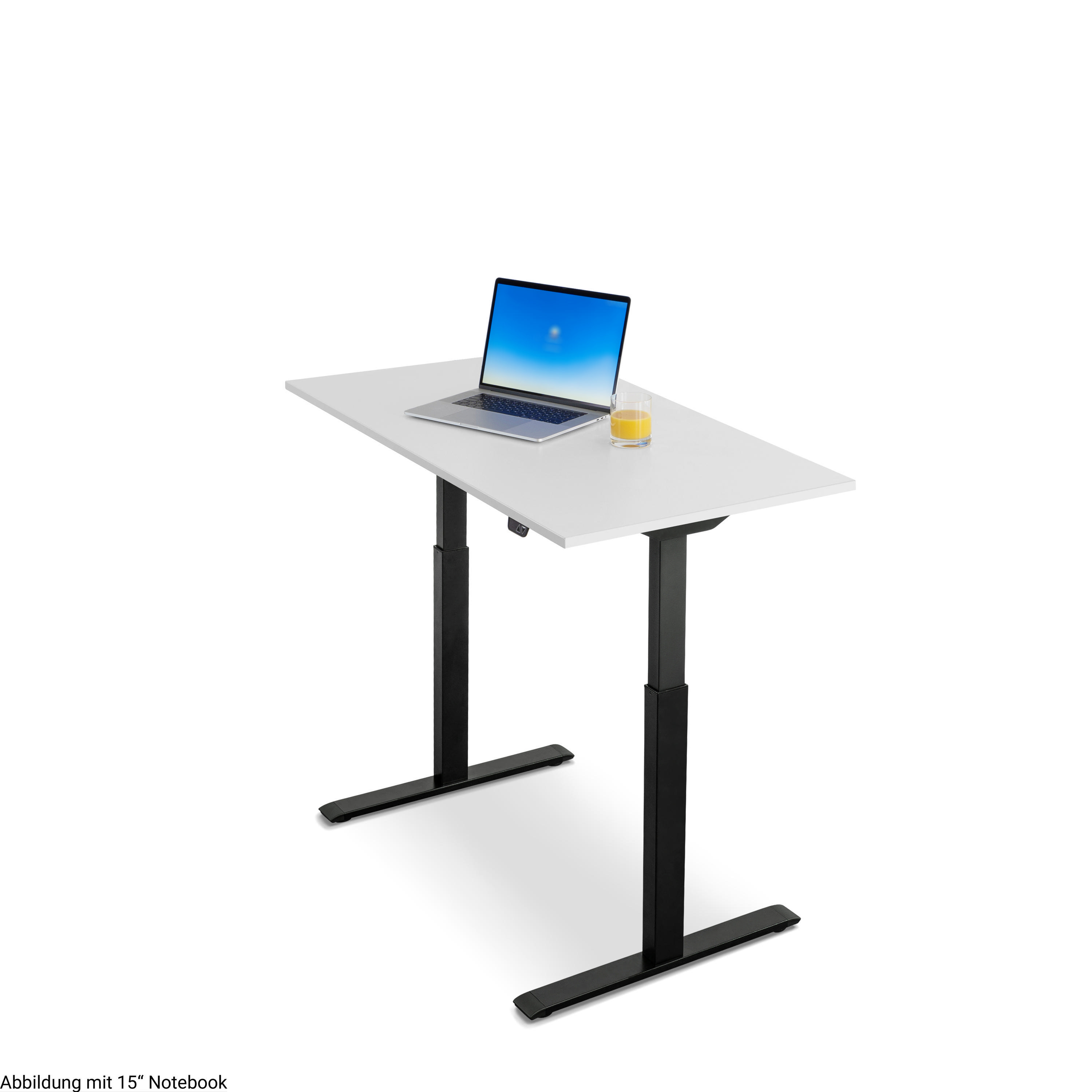 WRK21 120x60 cm elektronisch höhenverstellbarer Steh-Sitz Schreibtisch Tischgestell: Schwarz Tischplatte: Weiß