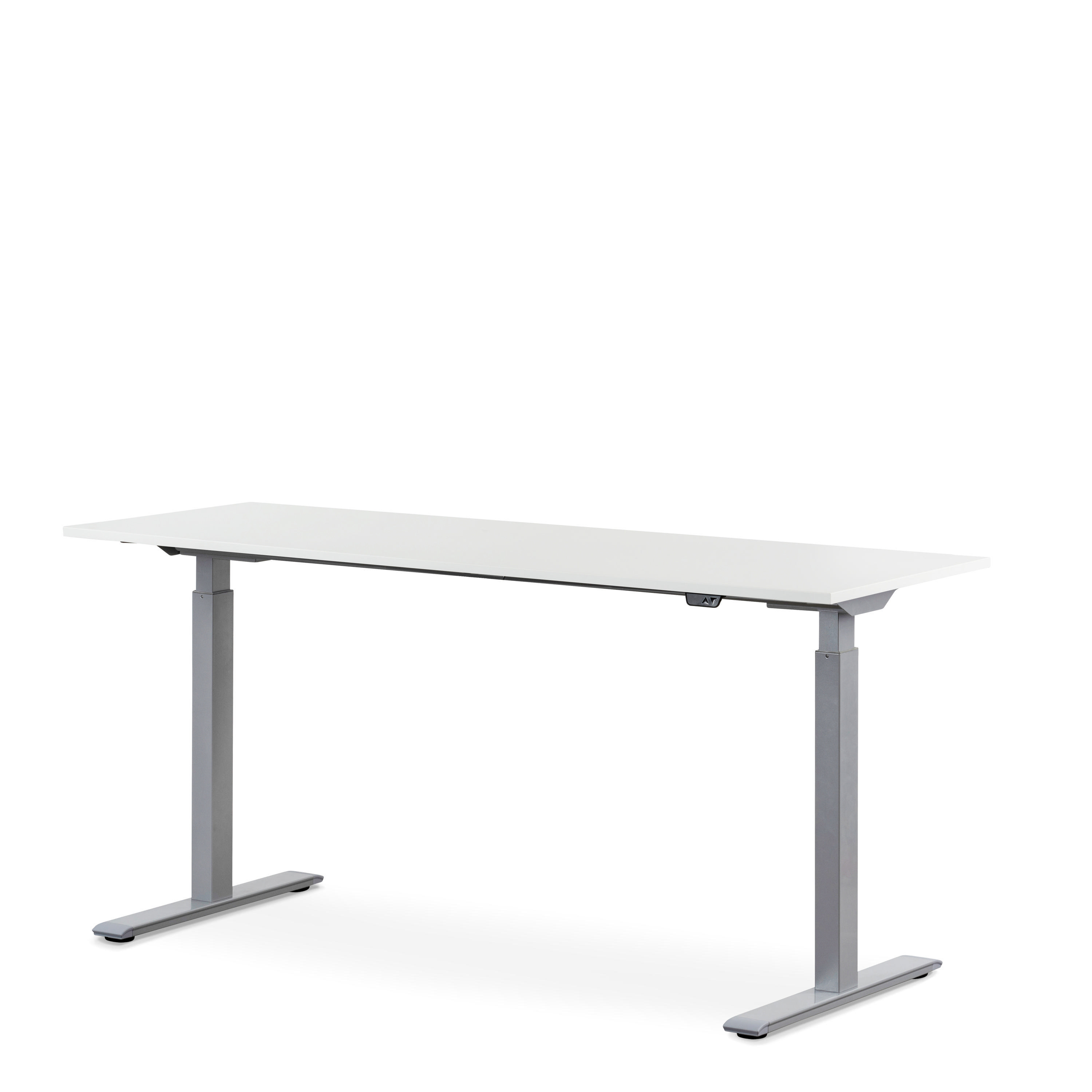 WRK21 160x60 cm elektronisch höhenverstellbarer Steh-Sitz Schreibtisch Tischgestell: Grau Tischplatte: Weiß