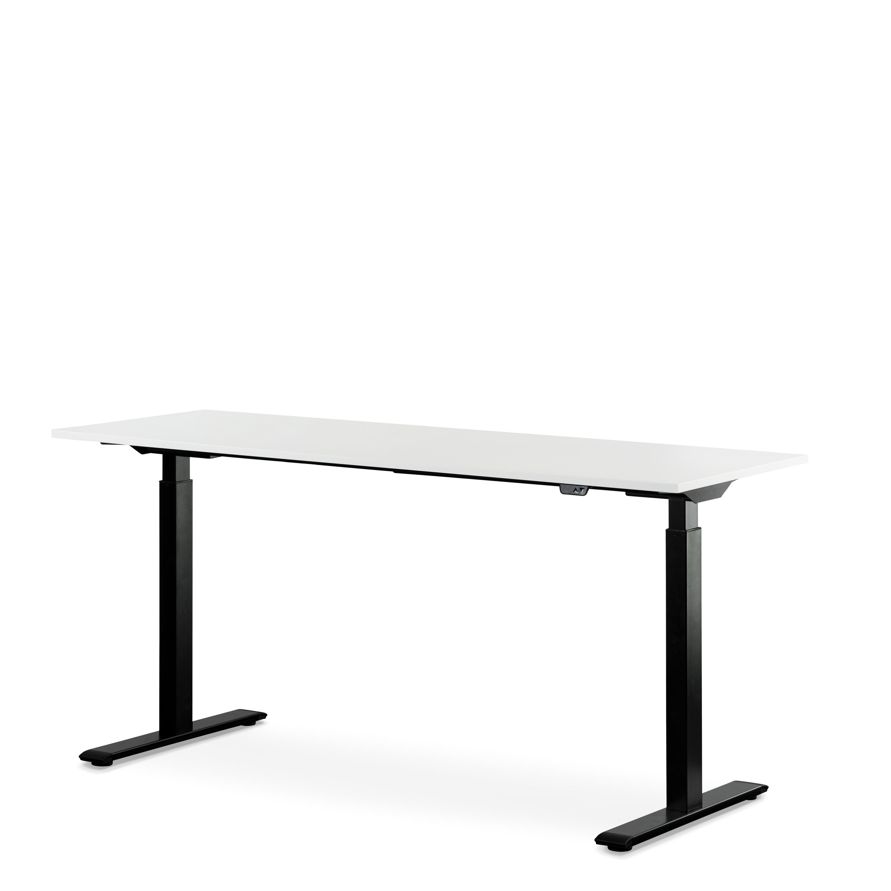 WRK21 160x60 cm elektronisch höhenverstellbarer Steh-Sitz Schreibtisch Tischgestell: Schwarz Tischplatte: Weiß
