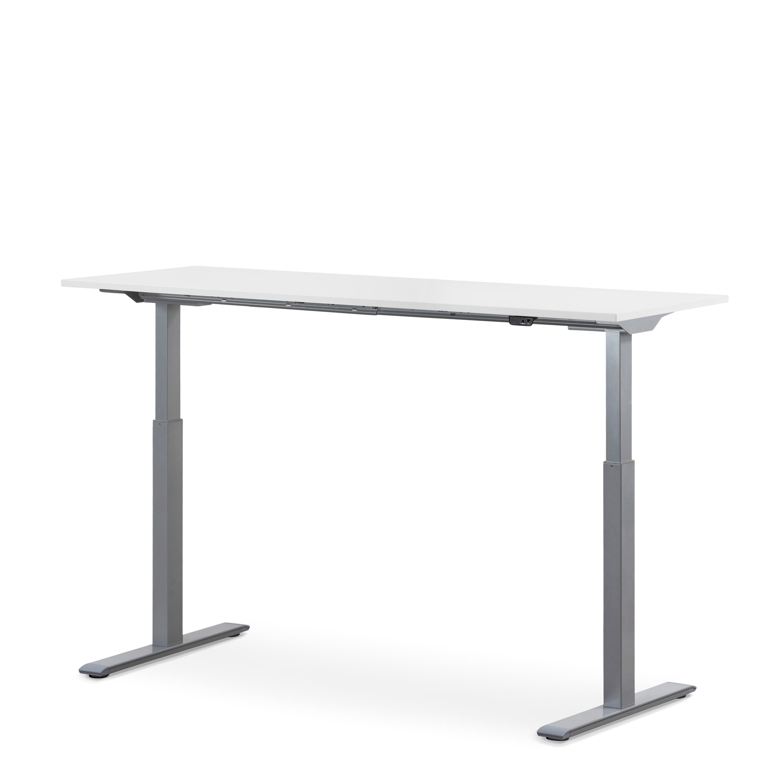 160x60 Tischgestell: Steh-Sitz elektronisch WRK21 Grau Tischplatte: höhenverstellbarer Schreibtisch, Weiß cm