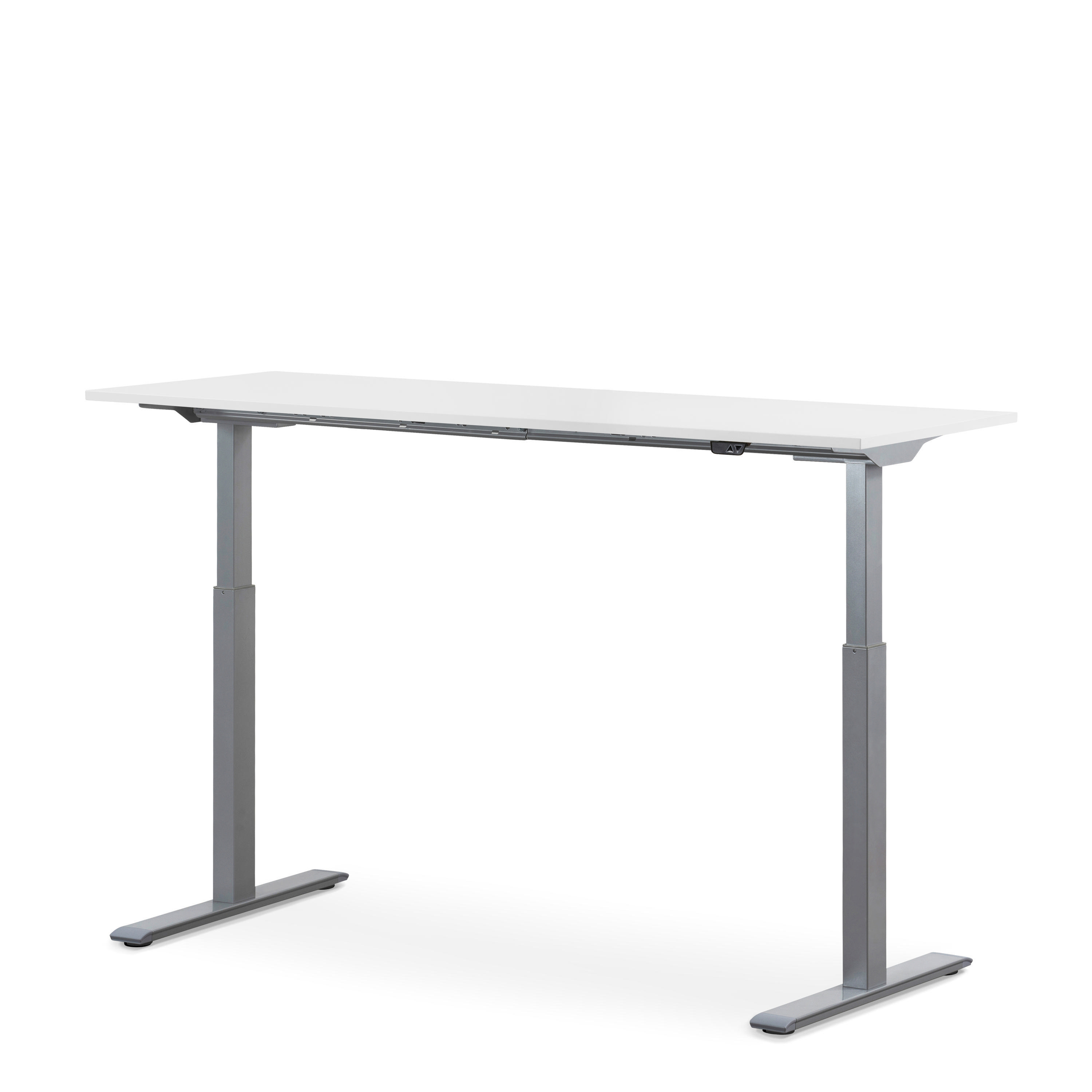 WRK21 160x60 cm elektronisch höhenverstellbarer Steh-Sitz Schreibtisch Tischgestell: Grau Tischplatte: Weiß