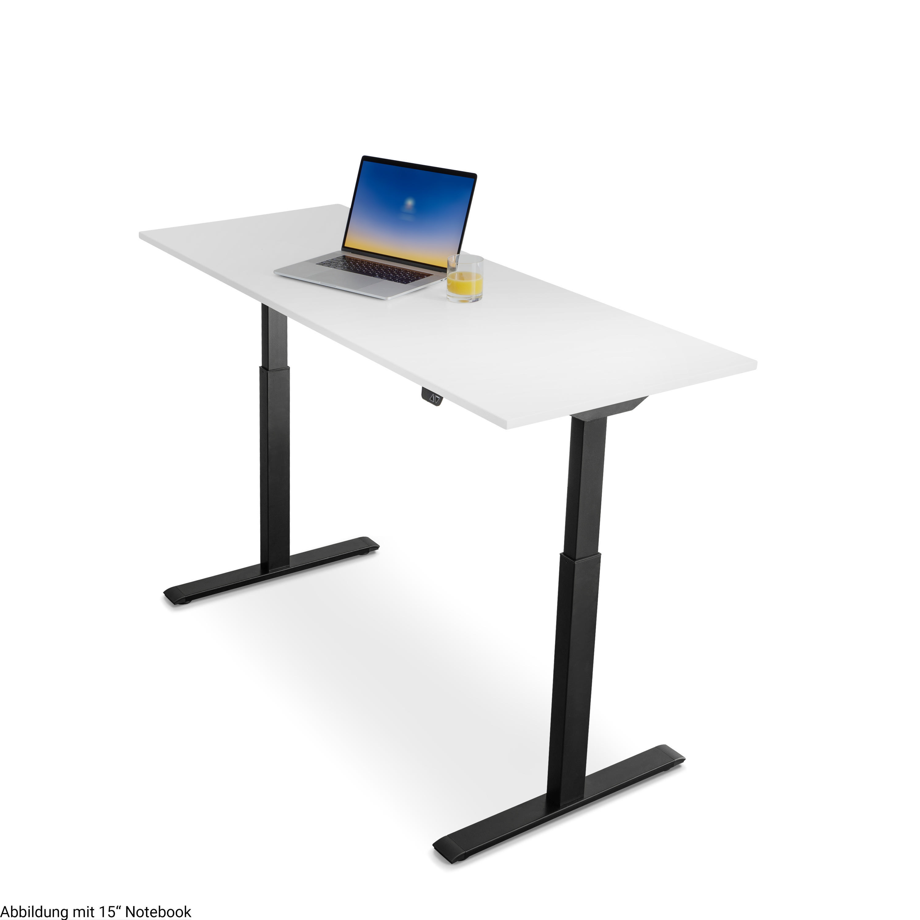 WRK21 160x60 cm elektronisch höhenverstellbarer Steh-Sitz Schreibtisch Tischgestell: Schwarz Tischplatte: Weiß