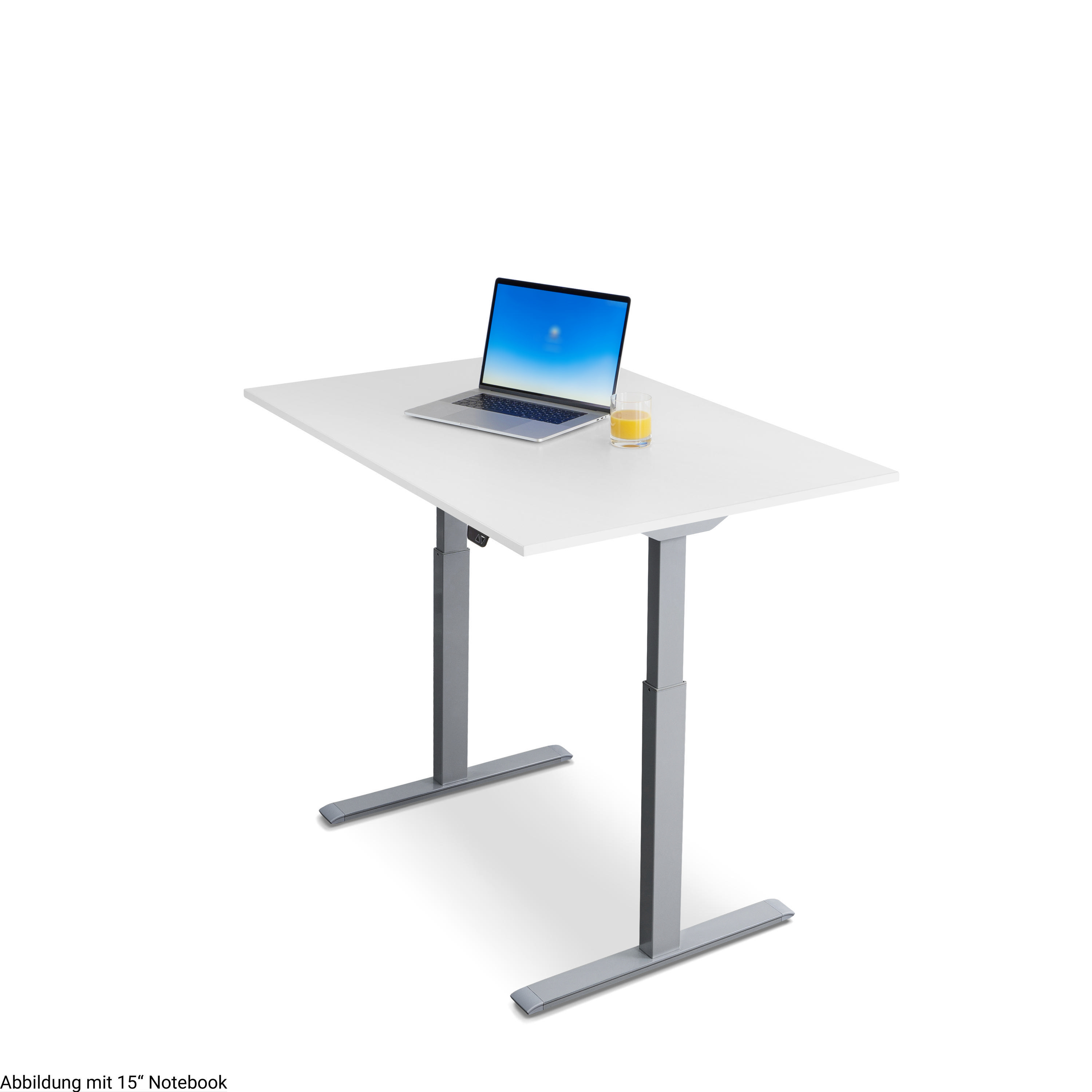 WRK21 120x80 cm elektronisch höhenverstellbarer Steh-Sitz Schreibtisch Tischgestell: Grau Tischplatte: Weiß
