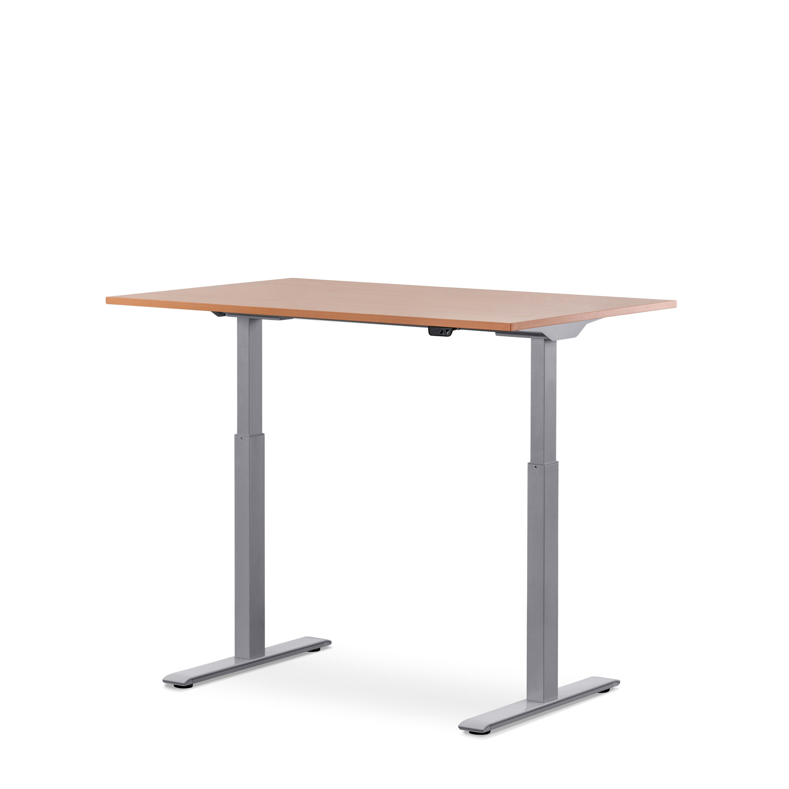120x80 Schreibtisch, Tischplatte: Tischgestell: Buche höhenverstellbarer cm WRK21 elektronisch Grau Steh-Sitz