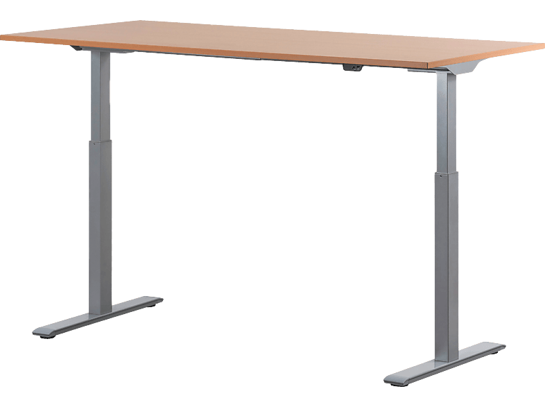 WRK21 160x80 cm Tischgestell: höhenverstellbarer Grau Buche Schreibtisch, Steh-Sitz elektronisch Tischplatte